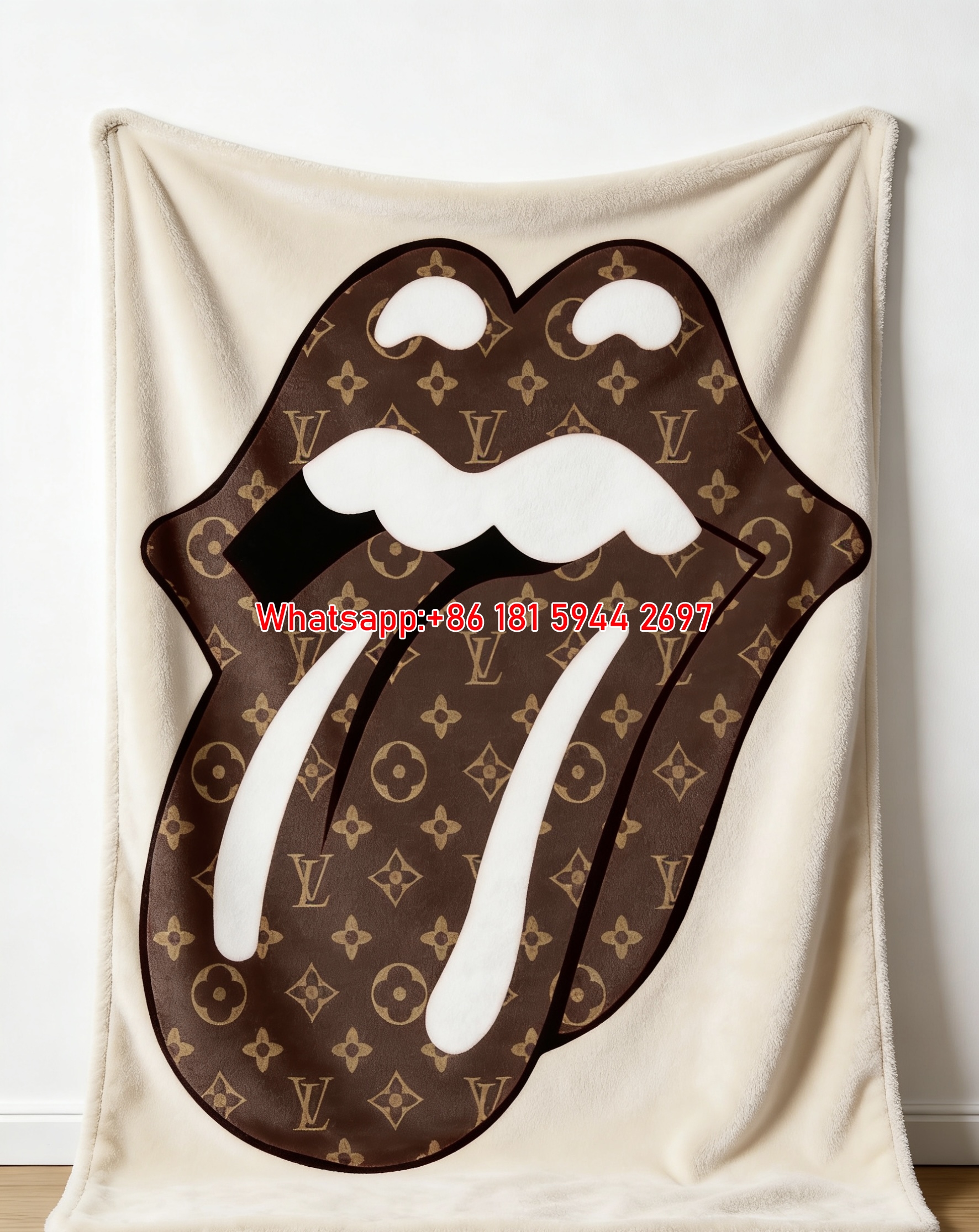 LV Monogram Lips & Tongue Blanket Iconic LV Edgy Lips Throw 014